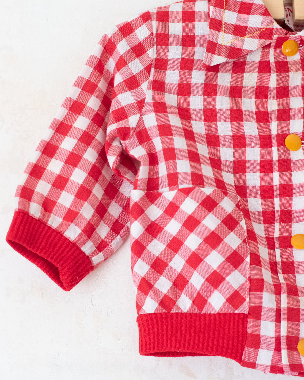 Thin 1950s checkered jacket with embroidered moon | 12-18 months