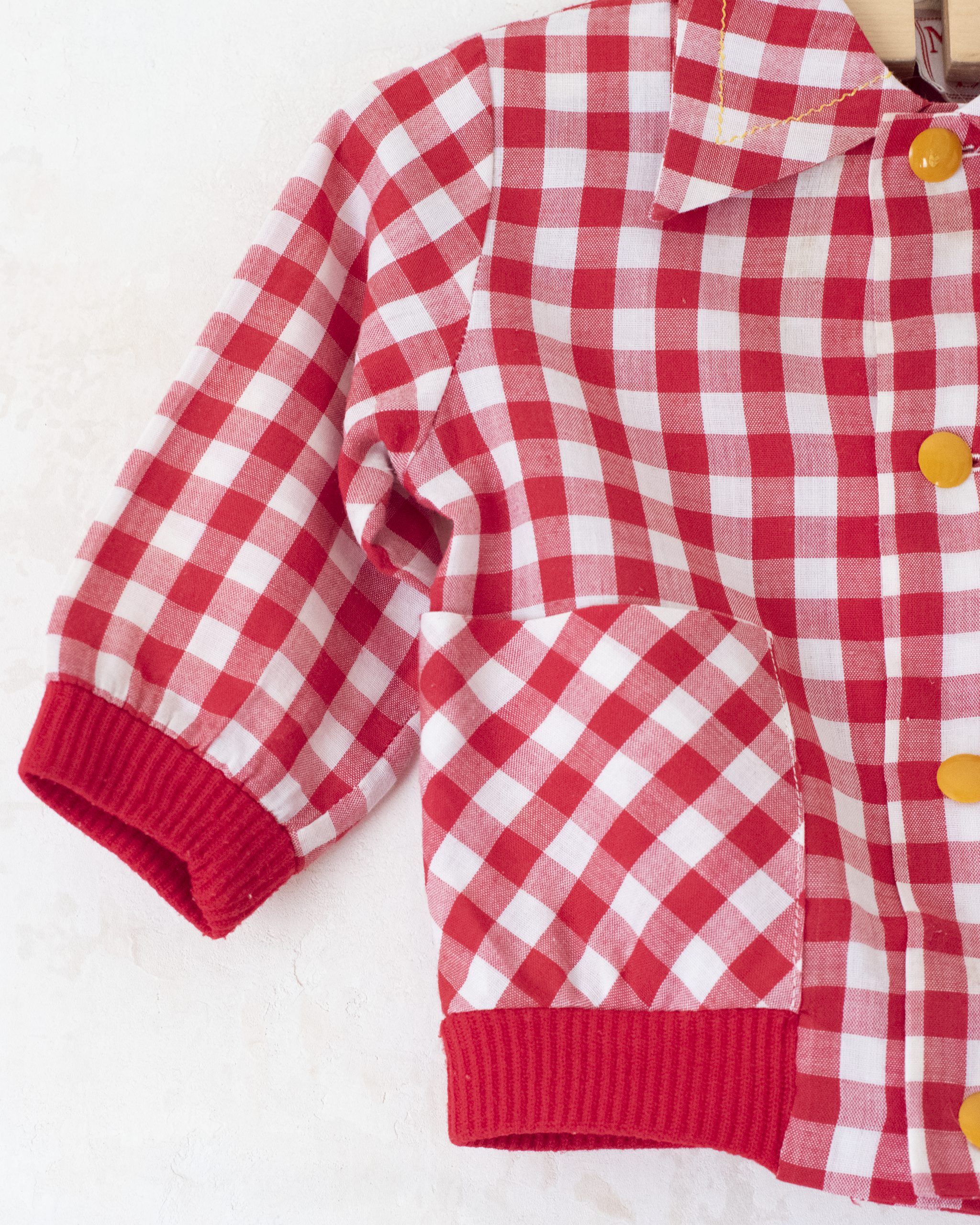 ז׳קט דקיק משנות ה50 עם משבצות וירח רקום | 12-18 חודשים