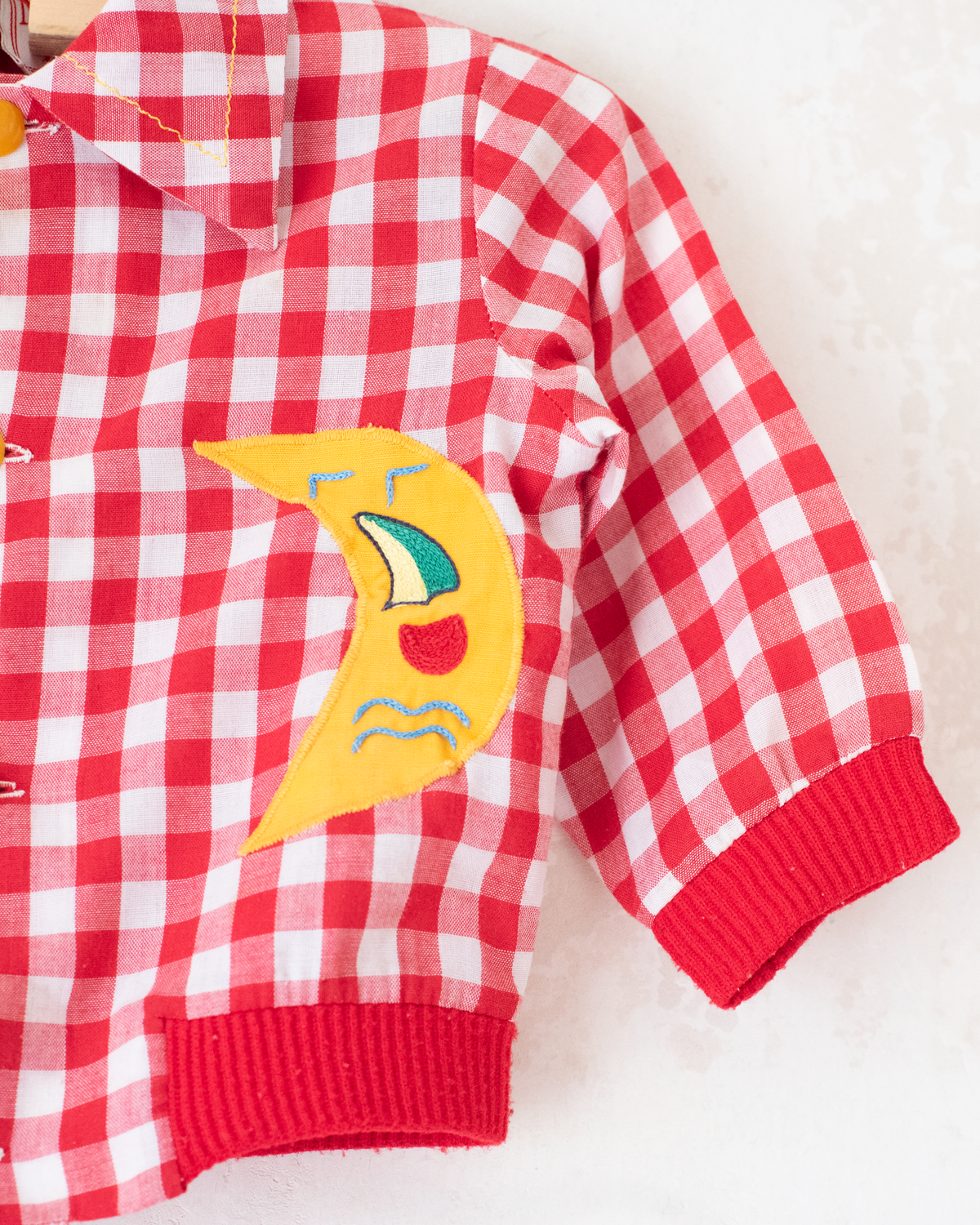 Thin 1950s checkered jacket with embroidered moon | 12-18 months
