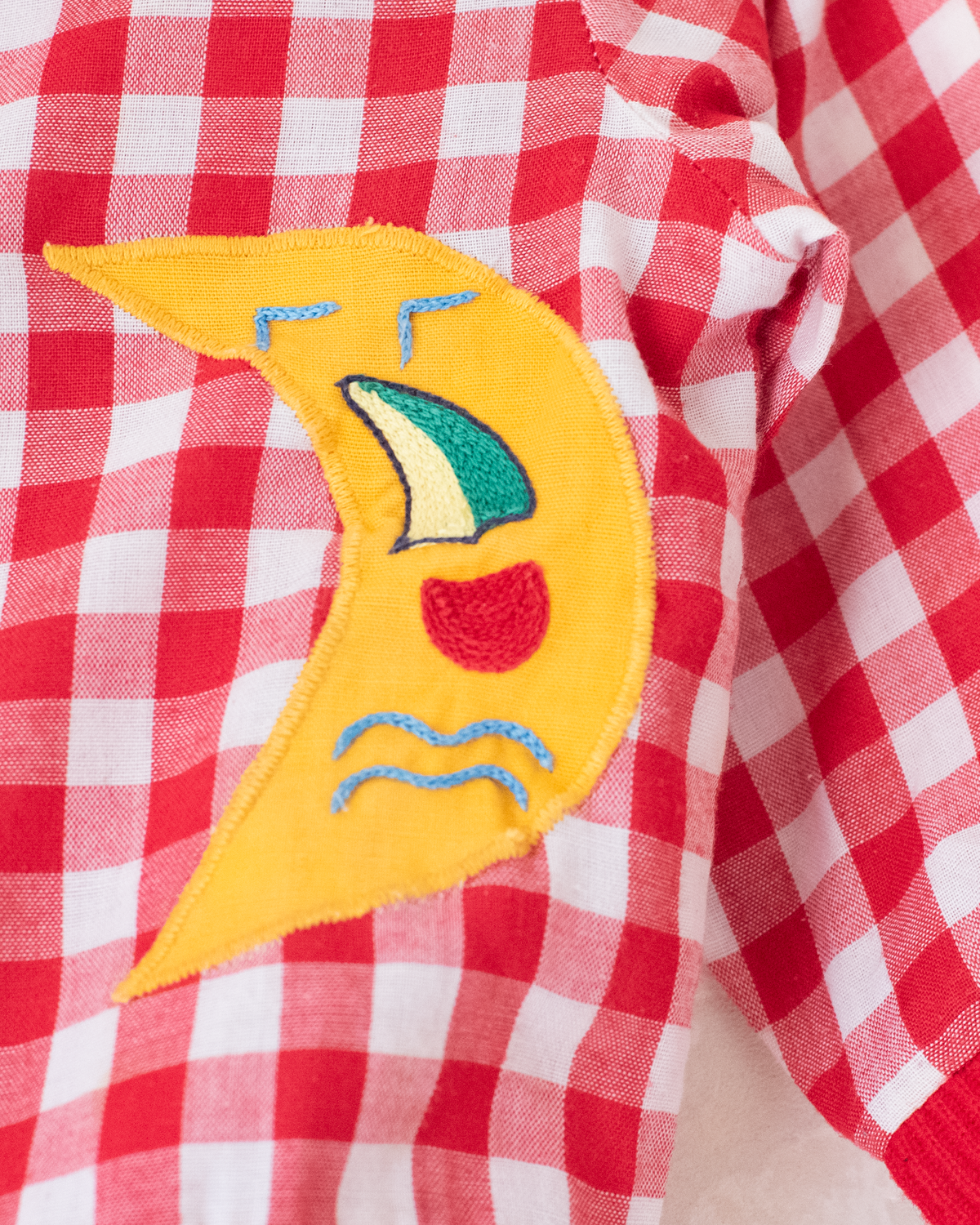 Thin 1950s checkered jacket with embroidered moon | 12-18 months