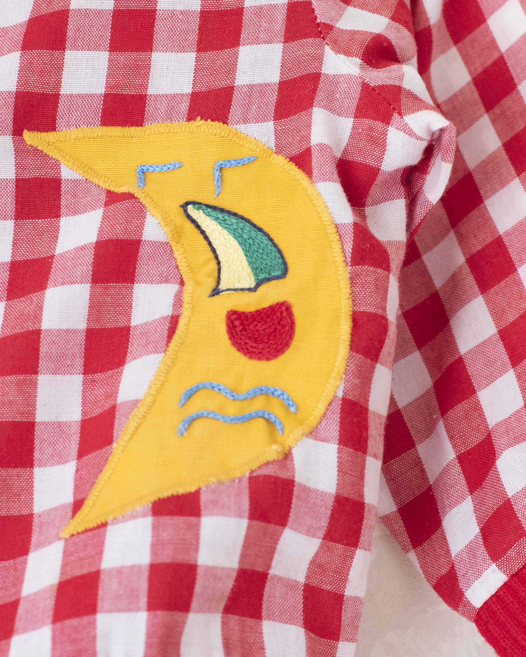 ז׳קט דקיק משנות ה50 עם משבצות וירח רקום | 12-18 חודשים