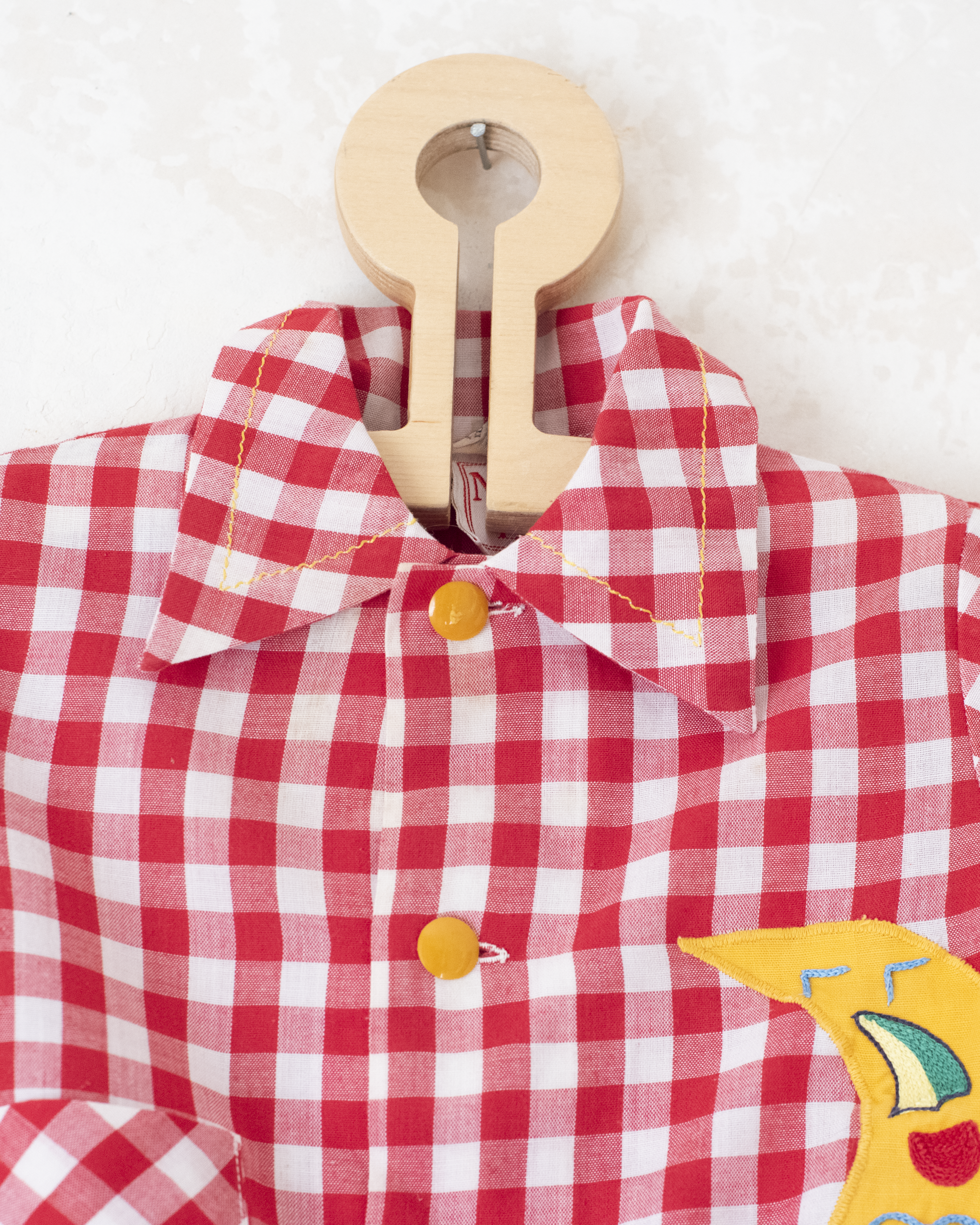 ז׳קט דקיק משנות ה50 עם משבצות וירח רקום | 12-18 חודשים