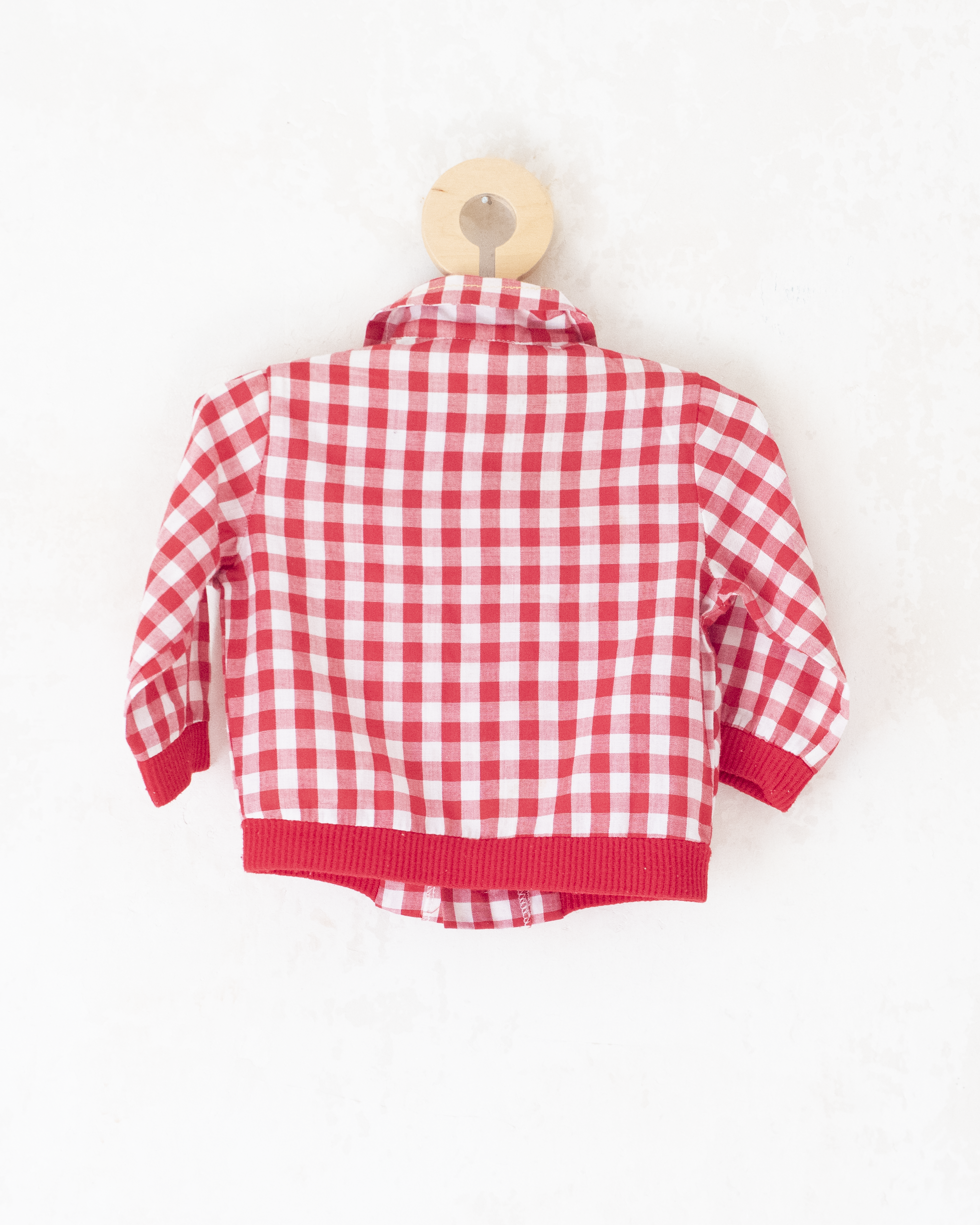 ז׳קט דקיק משנות ה50 עם משבצות וירח רקום | 12-18 חודשים