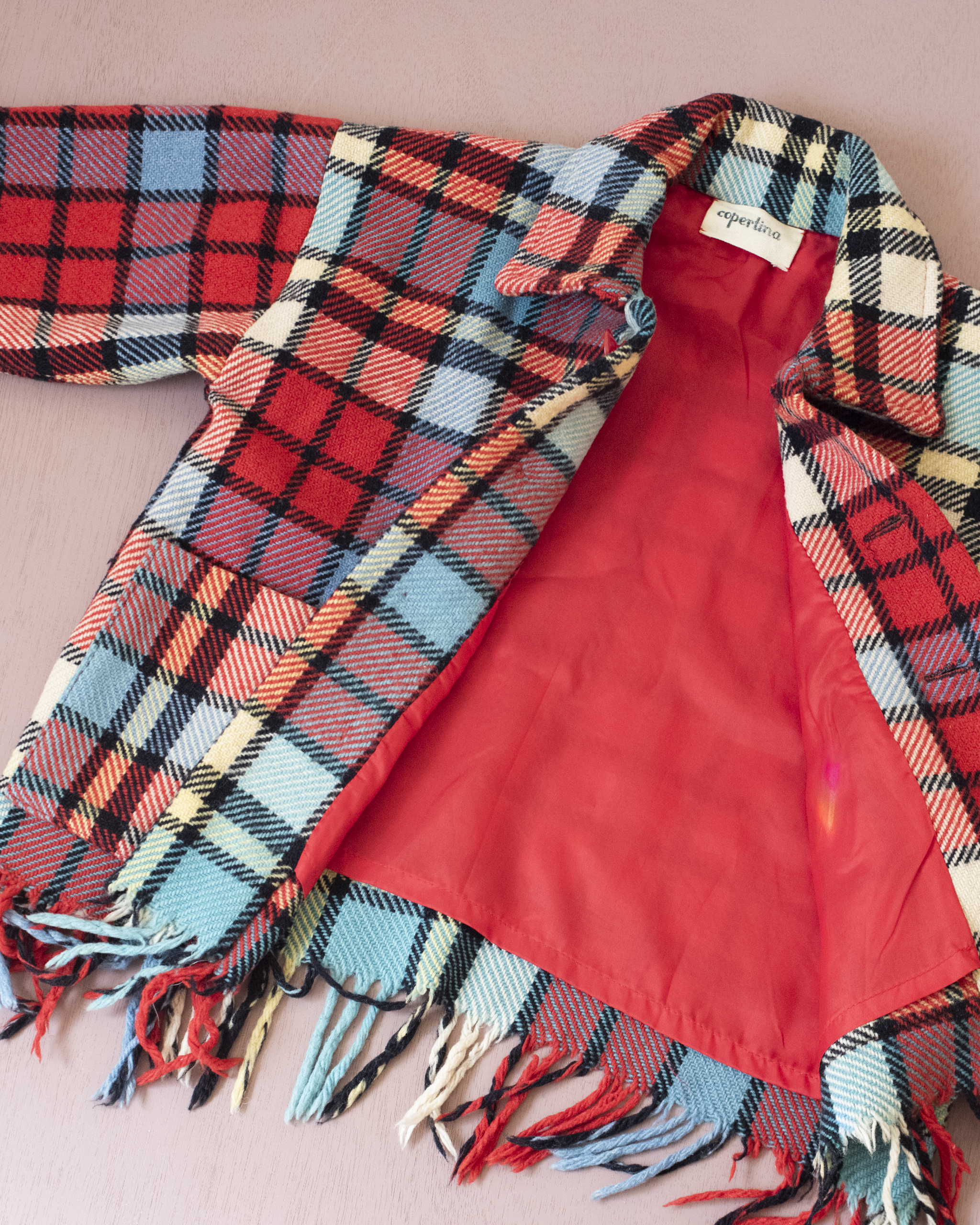 ז׳קט צמר משובץ עם פרנזים | 6-7 שנים