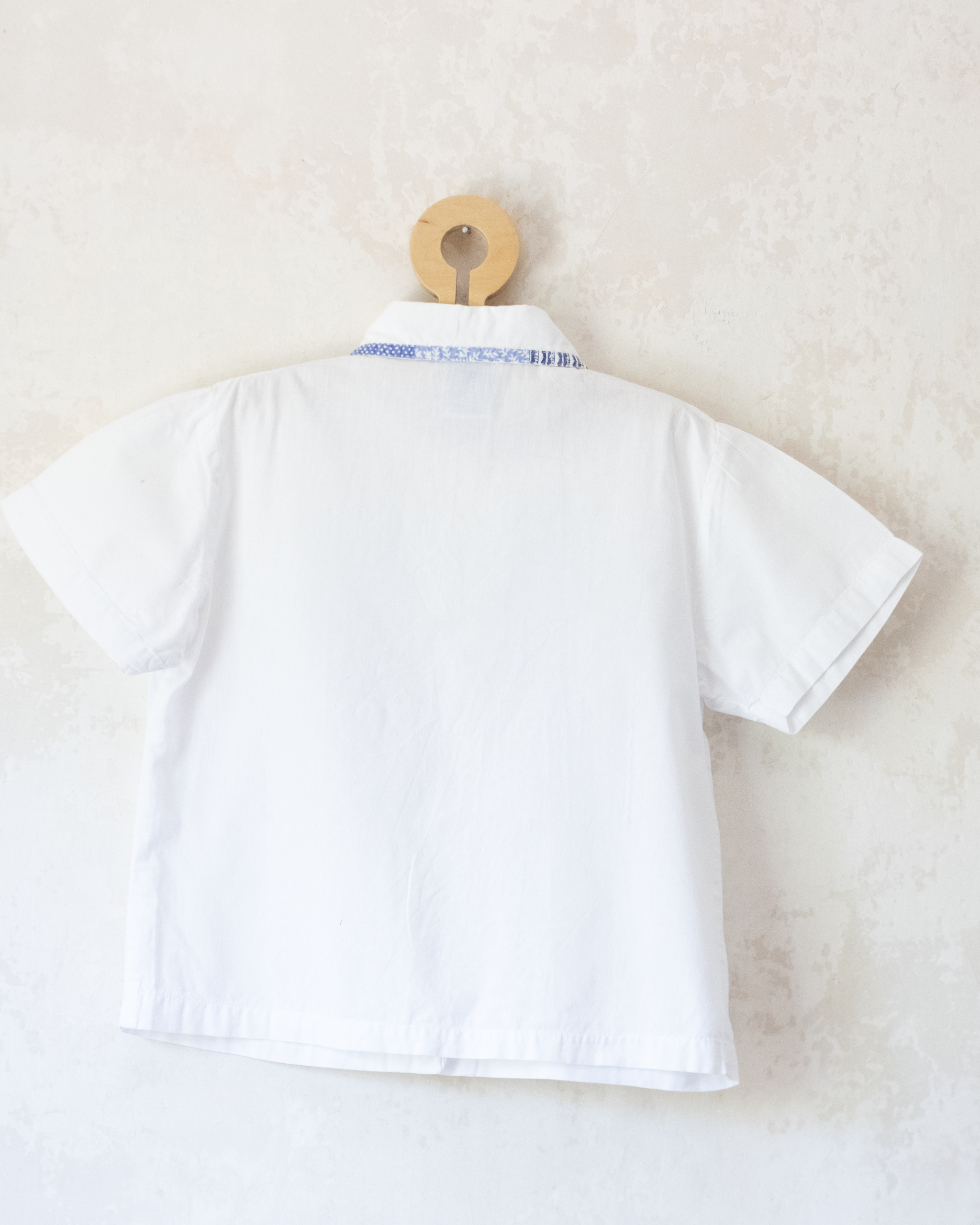 White button-down shirt with embroidered squares | 6-8 years
