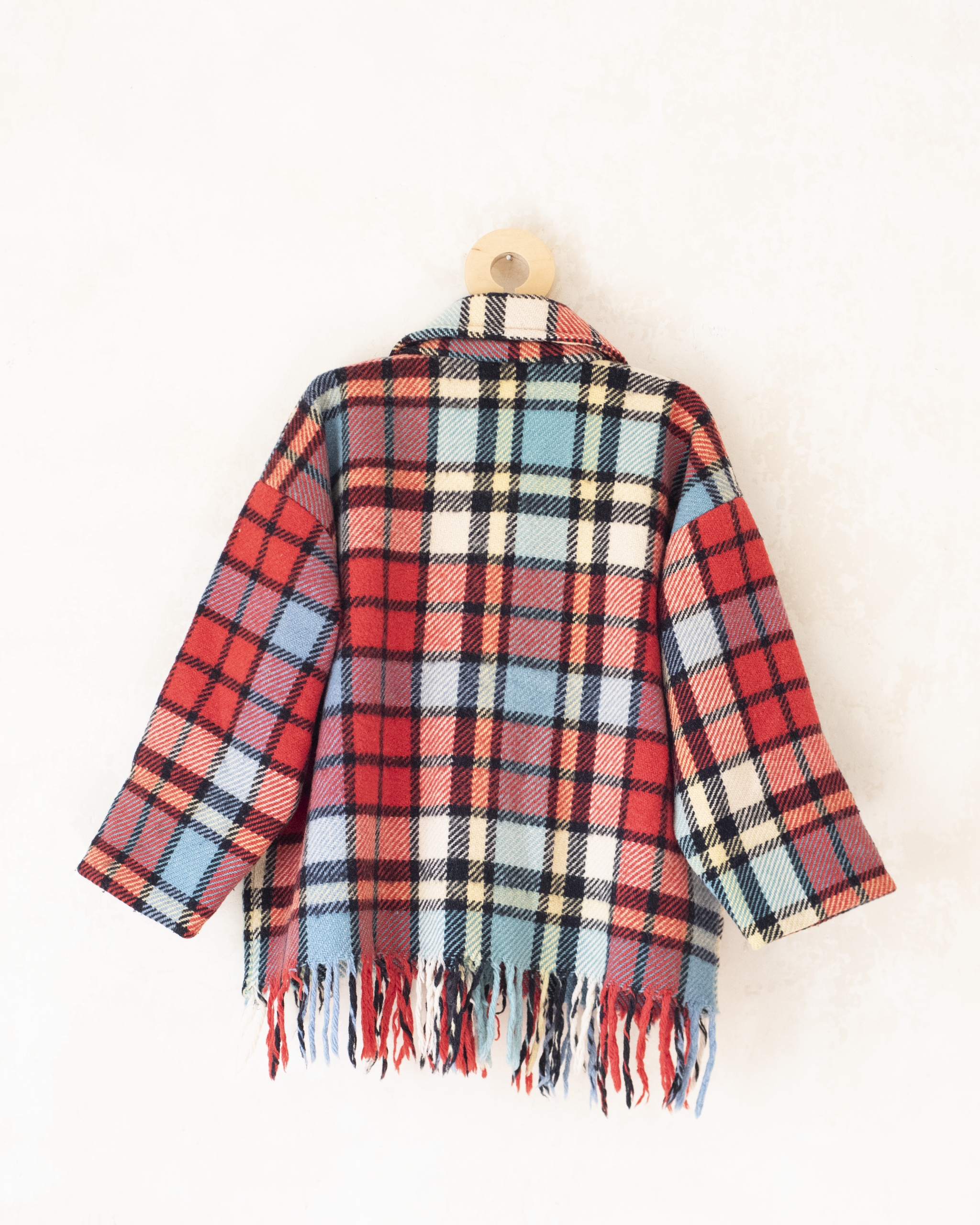 ז׳קט צמר משובץ עם פרנזים | 6-7 שנים