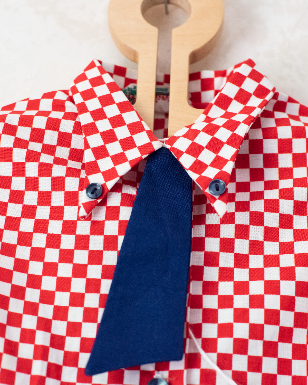 Red, white and blue checkered dress | Parisian deadstock from the 70s | 9-12 months