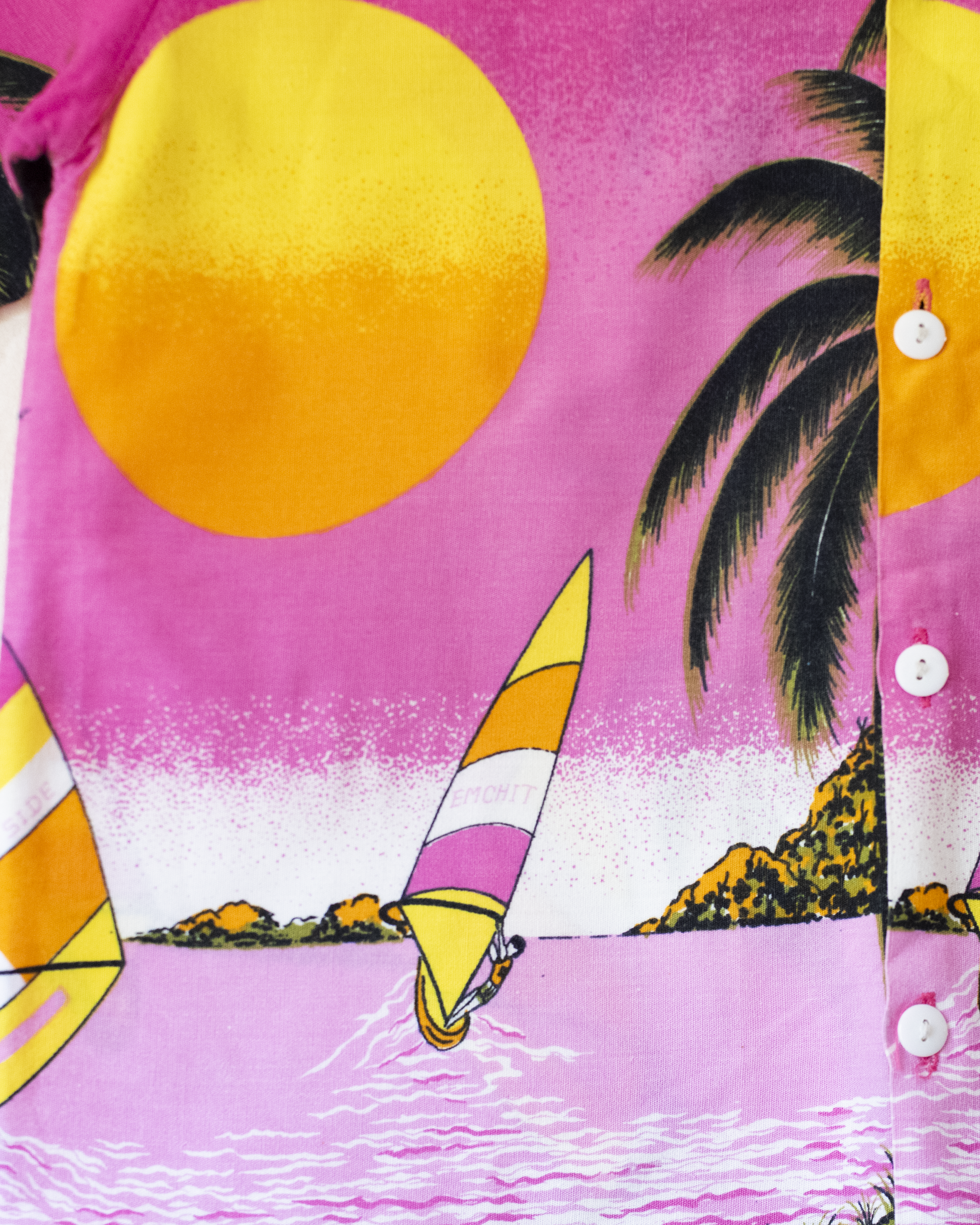 Hawaiian shirt with palm trees and sailboats | Ages 8-10
