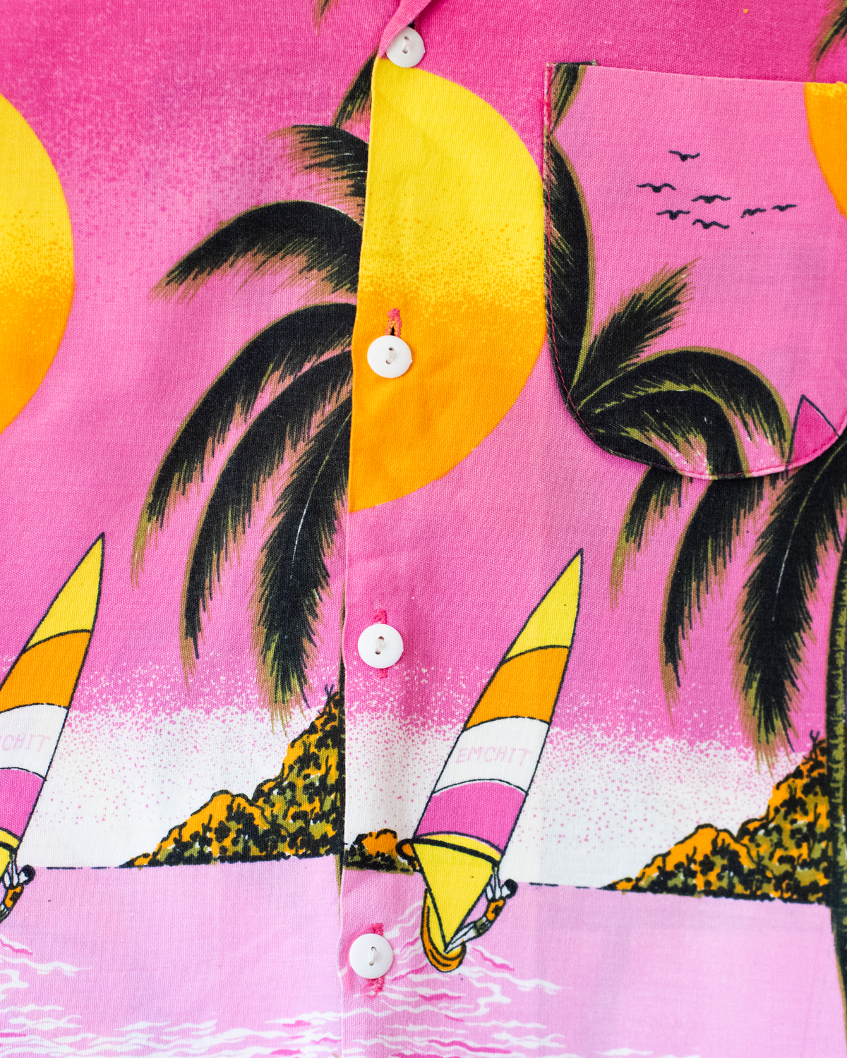 Hawaiian shirt with palm trees and sailboats | Ages 8-10