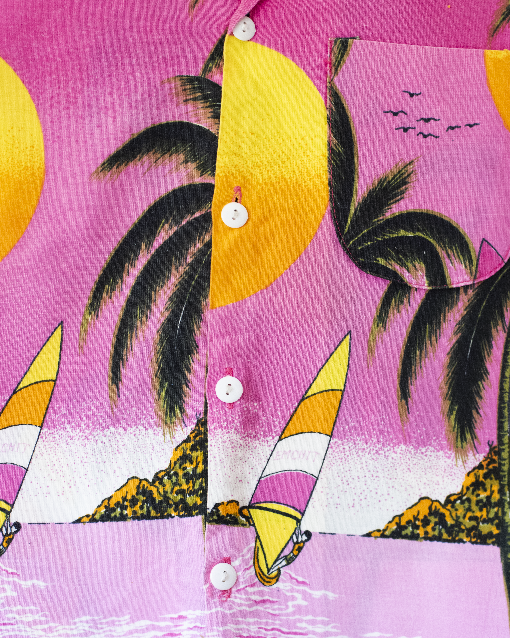 Hawaiian shirt with palm trees and sailboats | Ages 8-10
