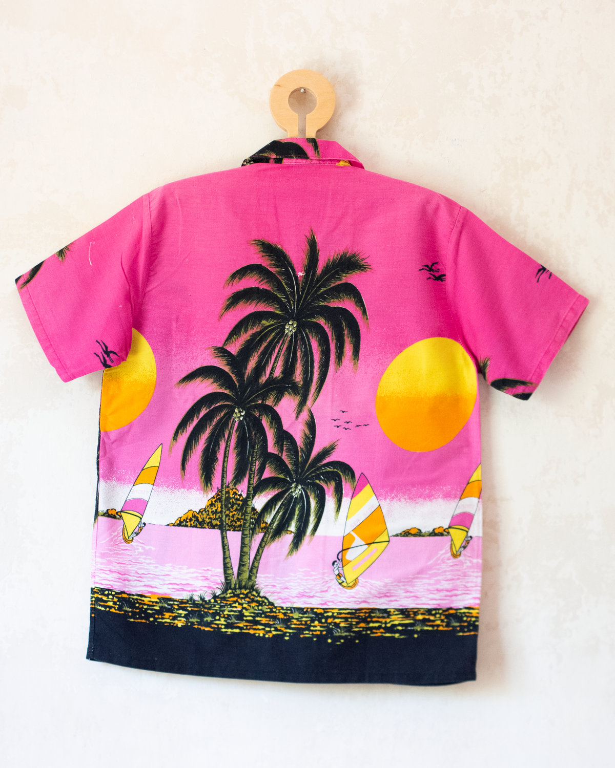 Hawaiian shirt with palm trees and sailboats | Ages 8-10