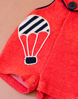 Red overall with a hot air balloon | French deadstock from the seventies | 0-3 months