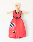 Red overall with a hot air balloon | French deadstock from the seventies | 0-3 months