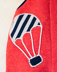 Red overall with a hot air balloon | French deadstock from the seventies | 0-3 months