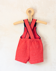 Red overall with a hot air balloon | French deadstock from the seventies | 0-3 months