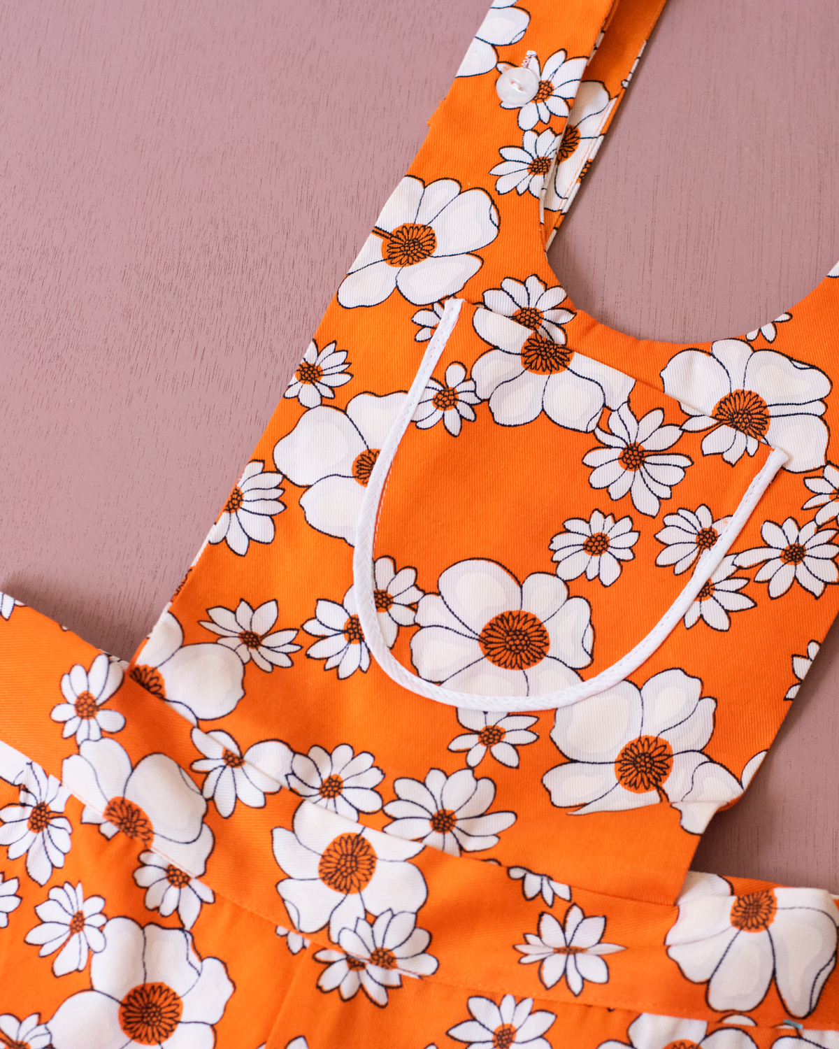 Seventies Floral Orange Overalls | Dead Stock | 7-8 Years 
