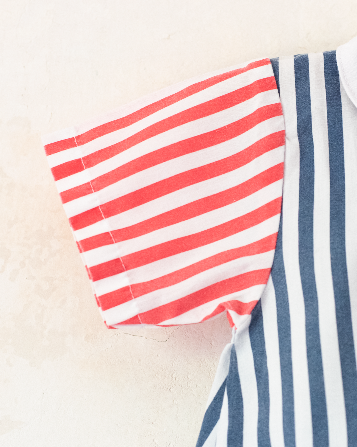 Overalls with stripes and embroidered anchors on the collar | 3-6 months