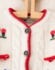 קרדיגן איטלקי מצמר עם פטריות ופרחים רקומים | 12-18 חודשים