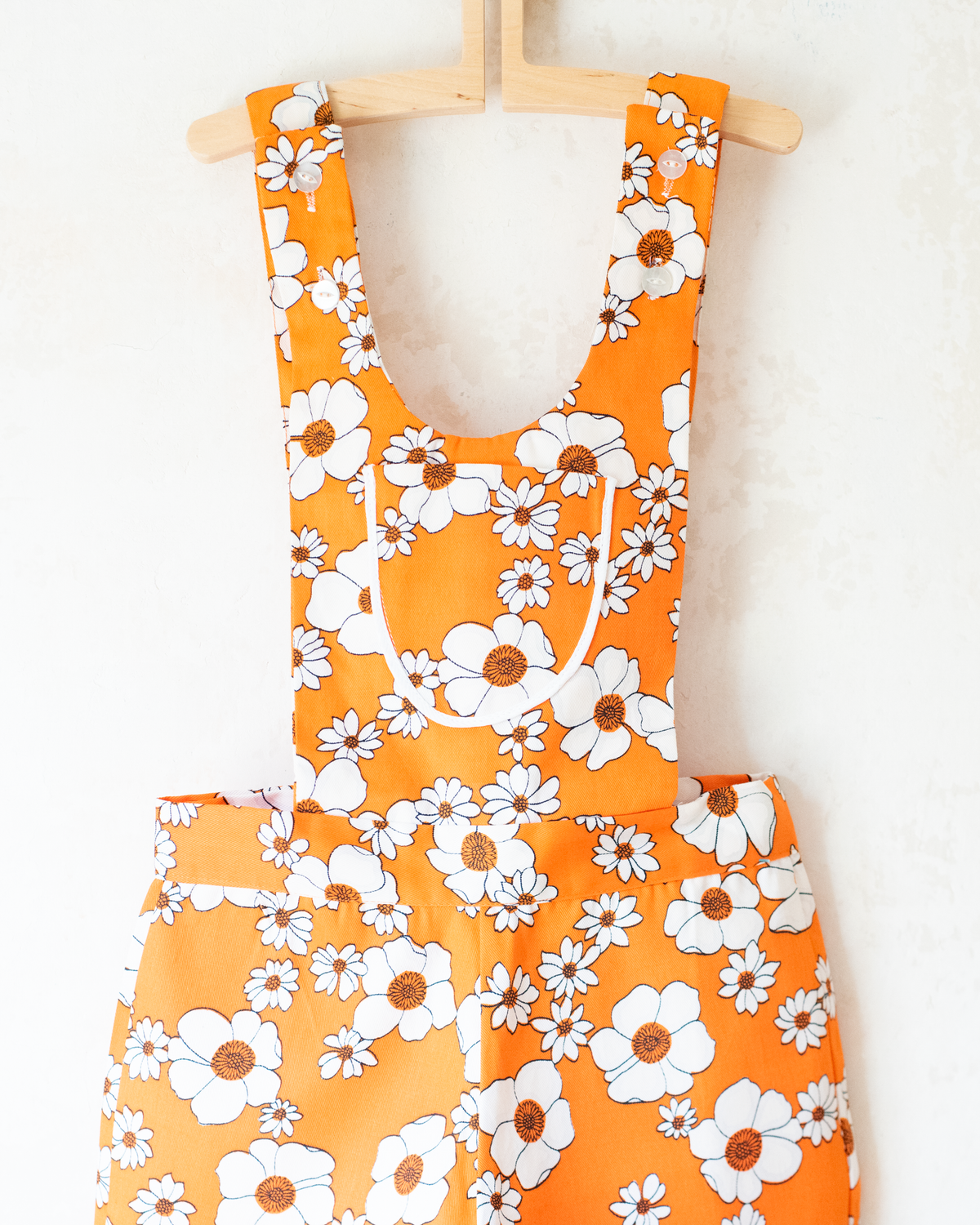 Seventies Floral Orange Overalls | Dead Stock | 7-8 Years 