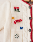קרדיגן איטלקי מצמר עם פטריות ופרחים רקומים | 12-18 חודשים