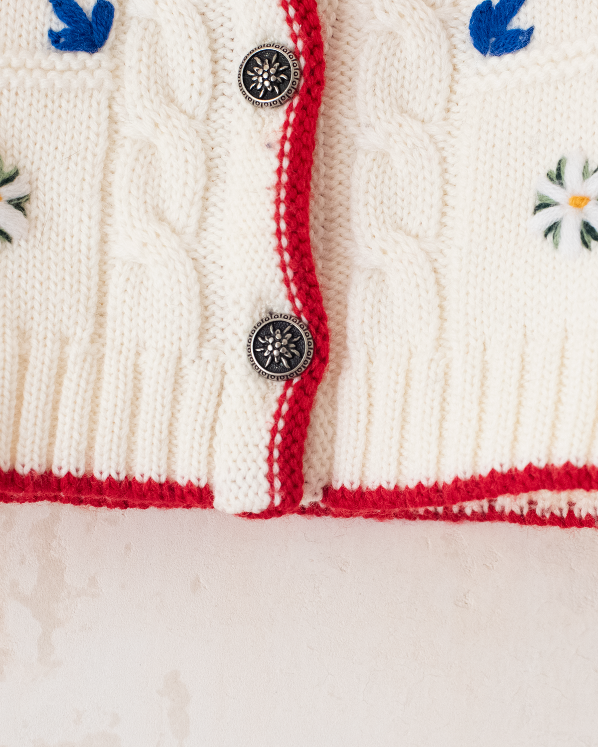 Italian wool cardigan with embroidered mushrooms and flowers | 12-18 months