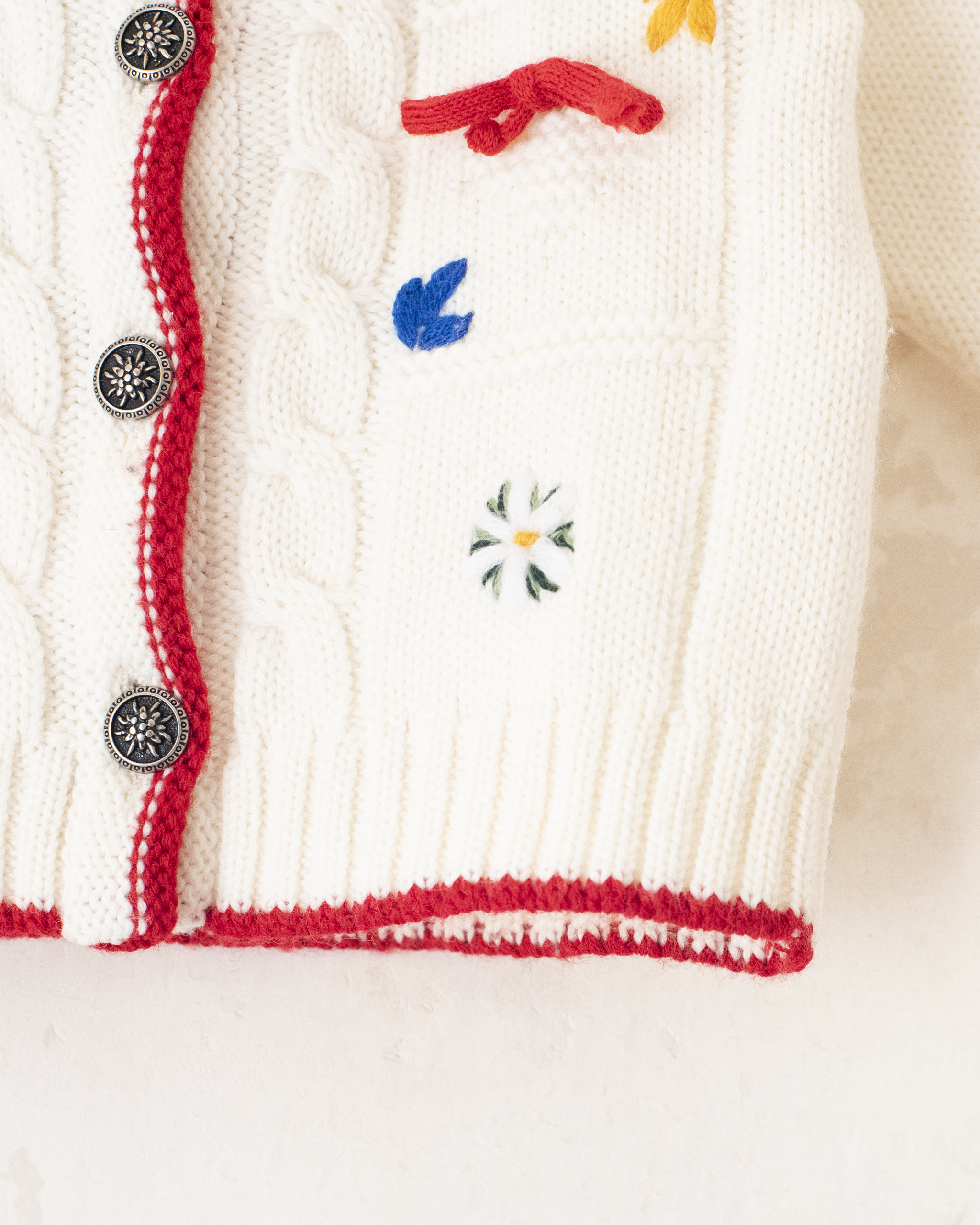 קרדיגן איטלקי מצמר עם פטריות ופרחים רקומים | 12-18 חודשים