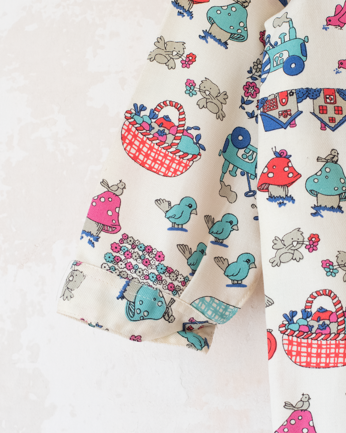 Button-down shirt with snails and mushrooms | Spanish deadstock | 18-24 months