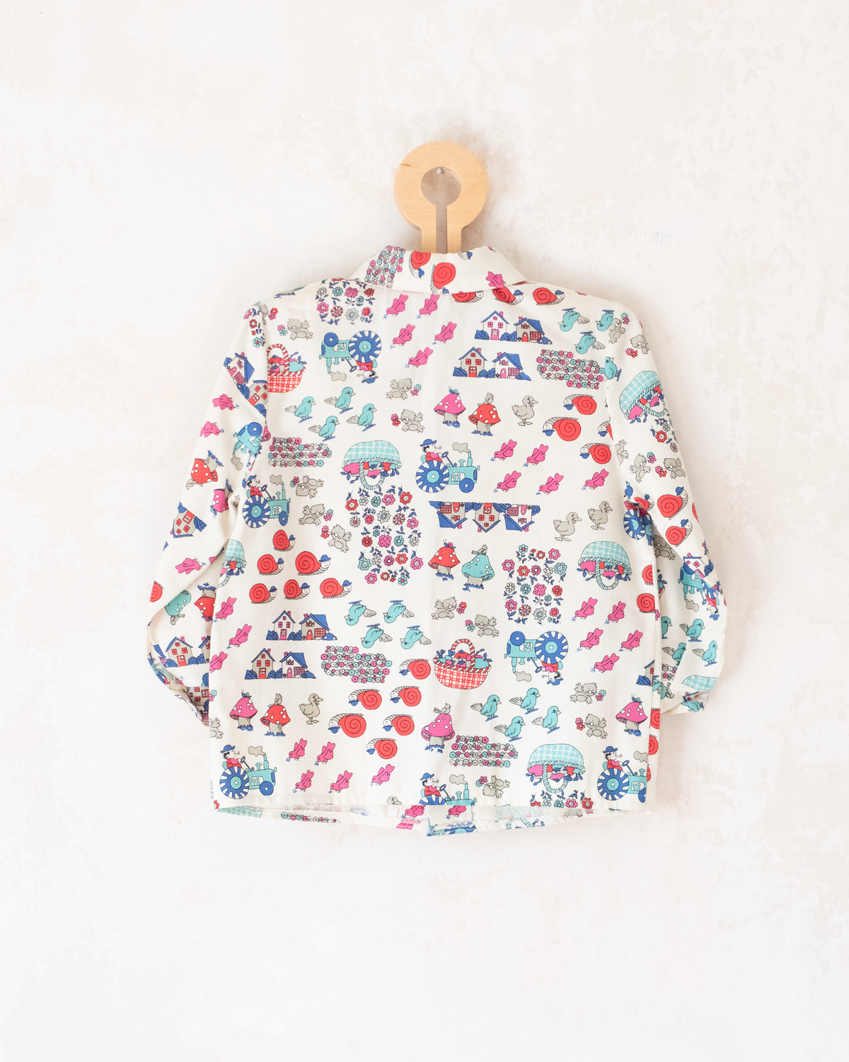 Button-down shirt with snails and mushrooms | Spanish deadstock | 18-24 months