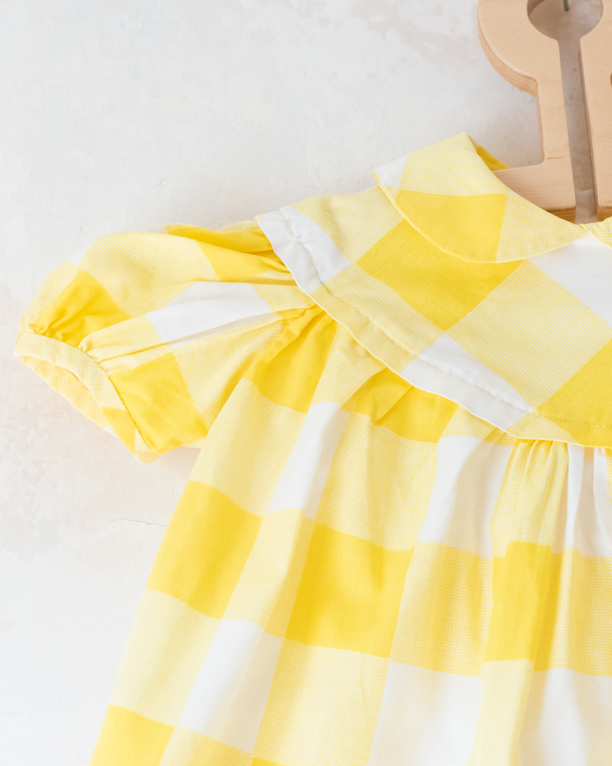 Yellow and white checkered dress | 12-18 months