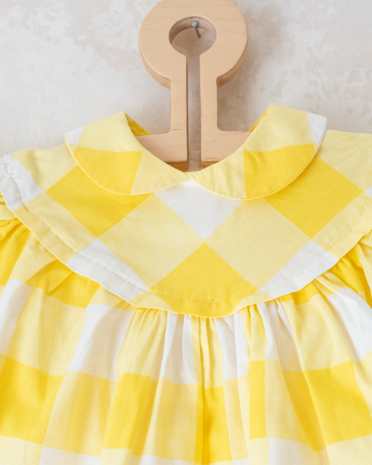 Yellow and white checkered dress | 12-18 months