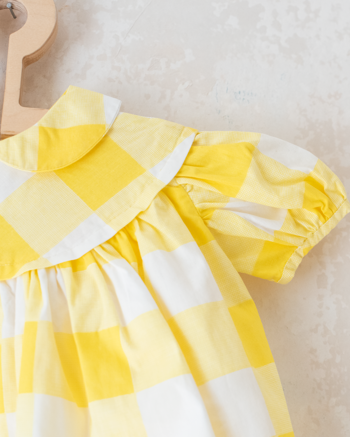 Yellow and white checkered dress | 12-18 months