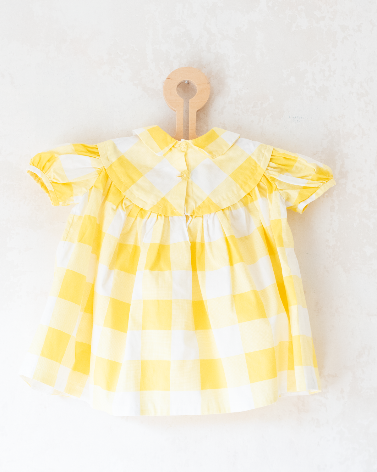 Yellow and white checkered dress | 12-18 months