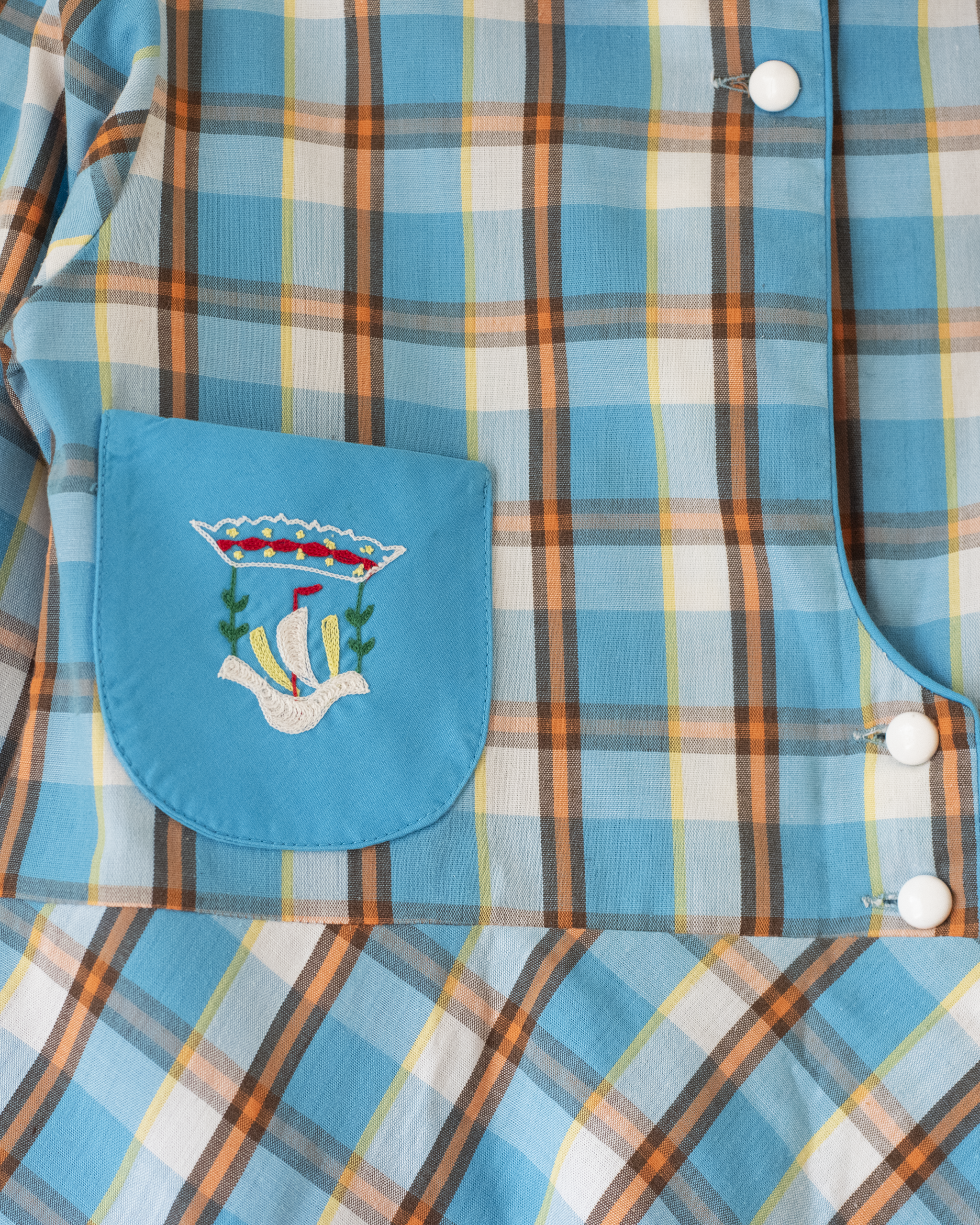 טוניקה משובצת מהסיקסטיז עם כיס רקום | 5-6 שנים