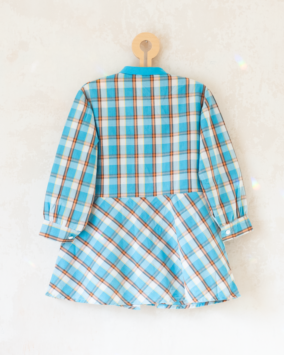Plaid tunic from the Sixties with an embroidered pocket | 5-6 years