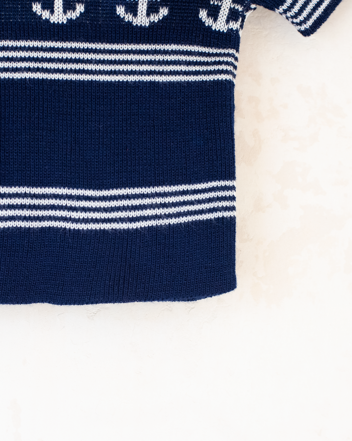 Short knit shirt with anchors | Spanish deadstock from the seventies | 0-3 months
