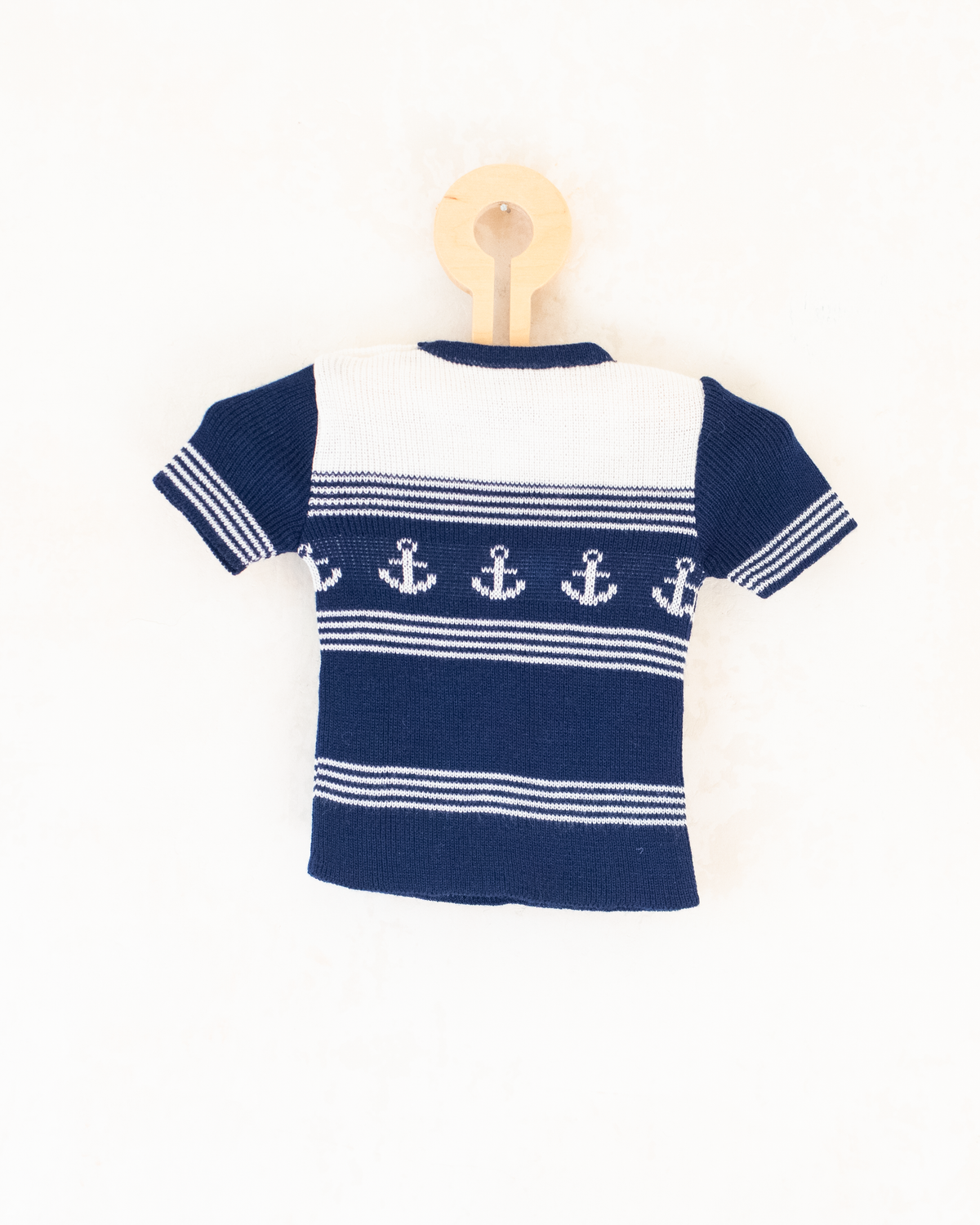 Short knit shirt with anchors | Spanish deadstock from the seventies | 0-3 months