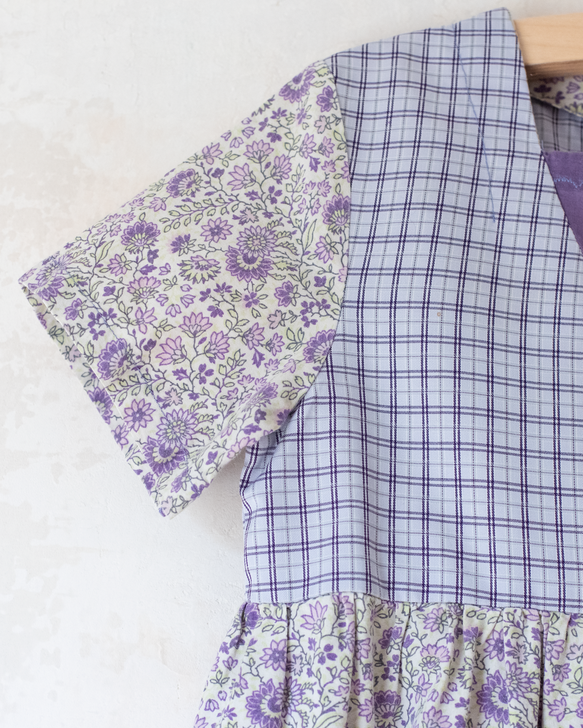 Purple floral and checkered dress | 4-5 years