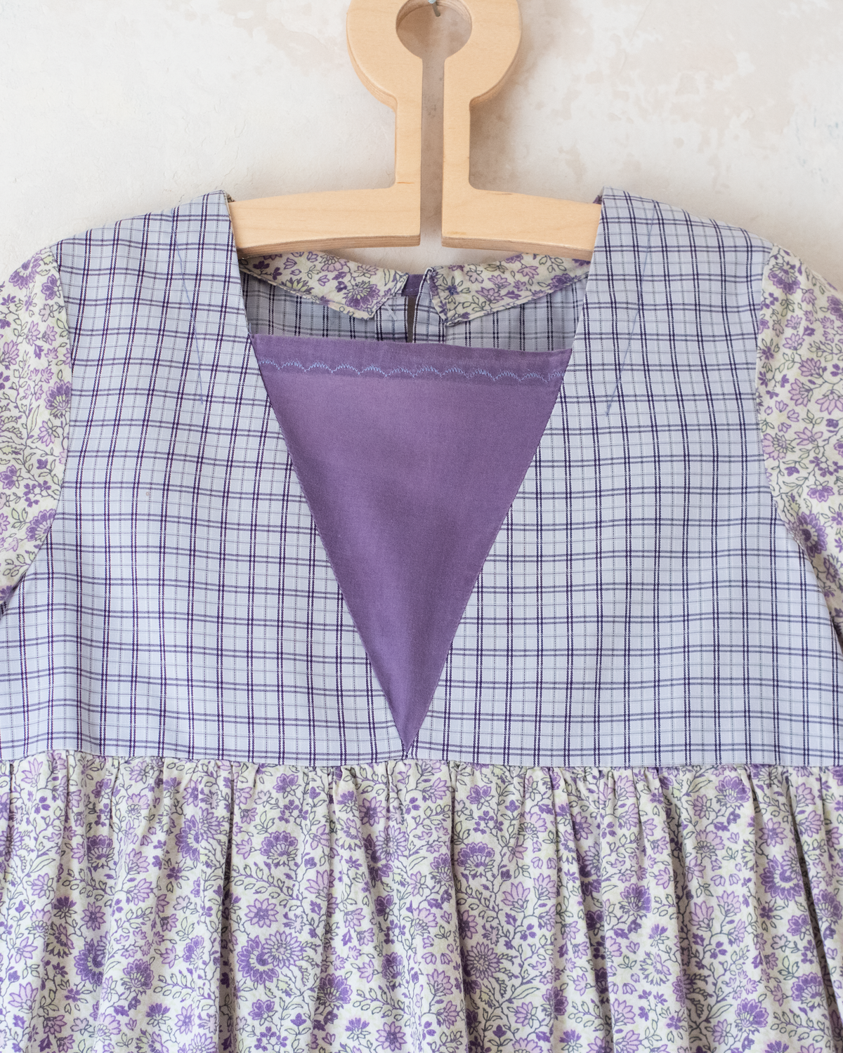 Purple floral and checkered dress | 4-5 years