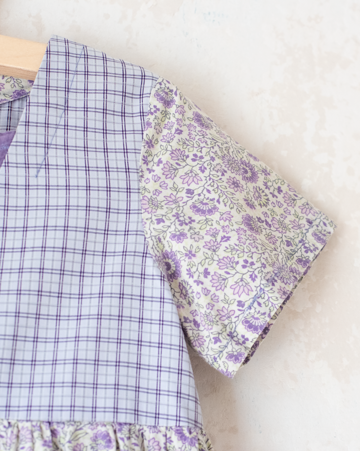 Purple floral and checkered dress | 4-5 years