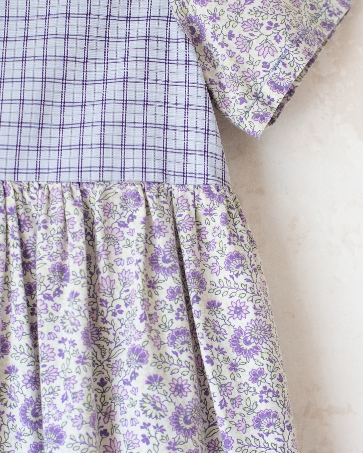 Purple floral and checkered dress | 4-5 years