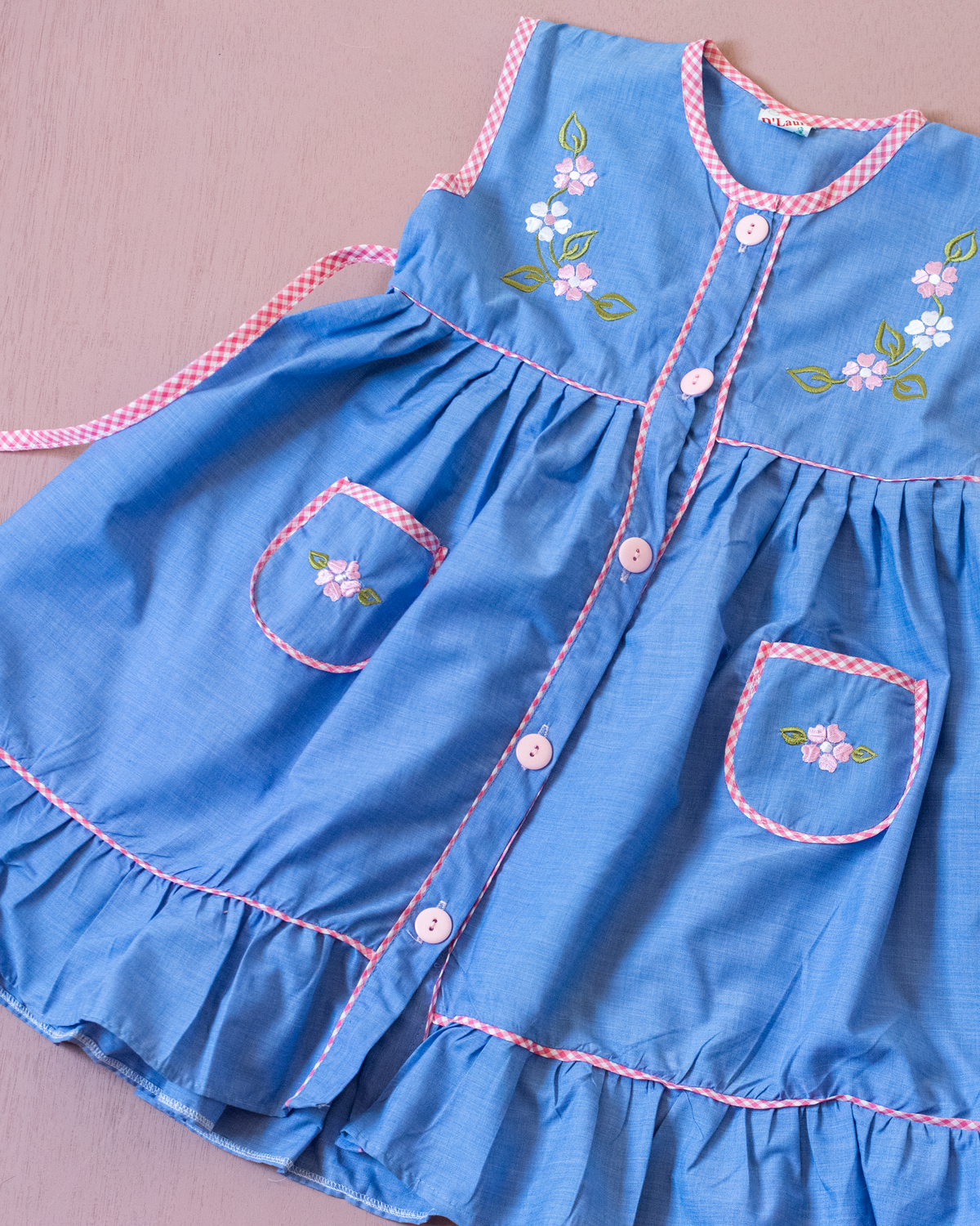 Blue dress from Italy with embroidered flowers | 5-6 years