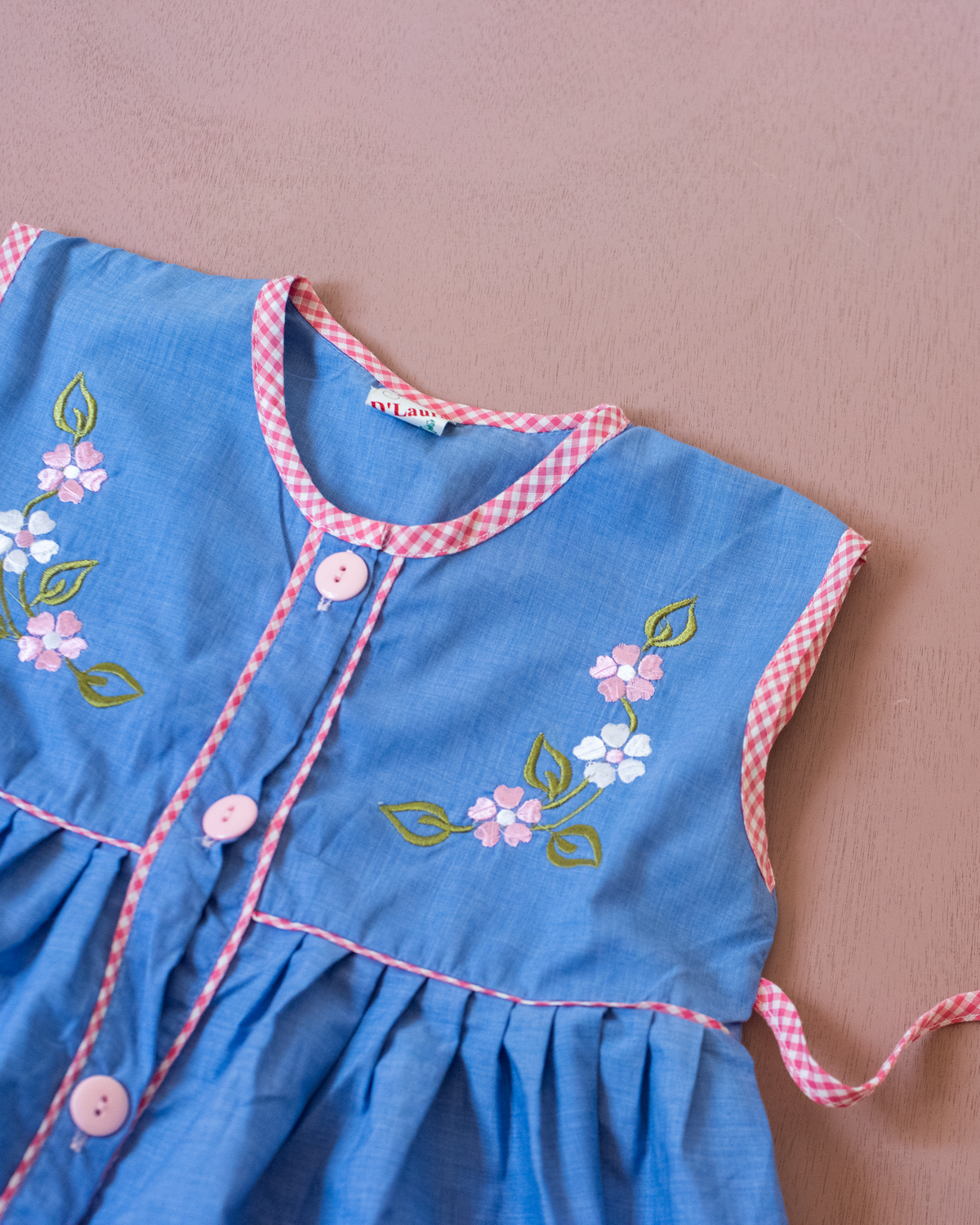 Blue dress from Italy with embroidered flowers | 5-6 years