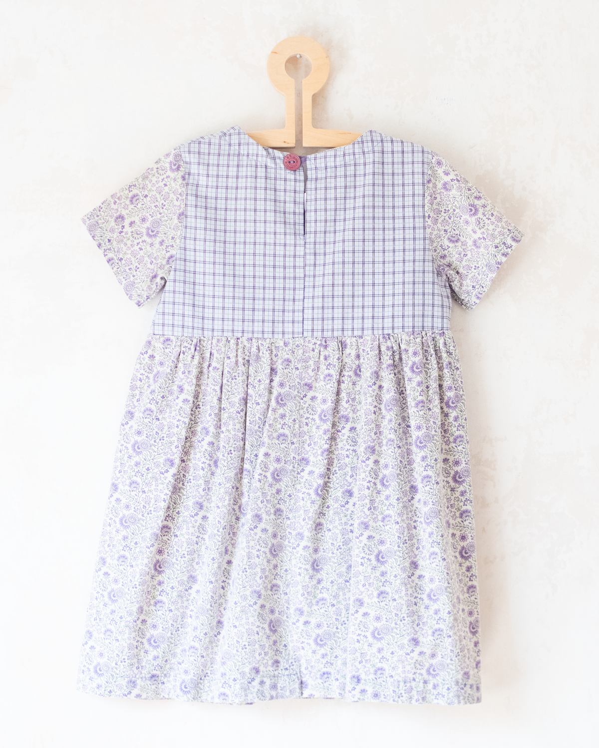 Purple floral and checkered dress | 4-5 years
