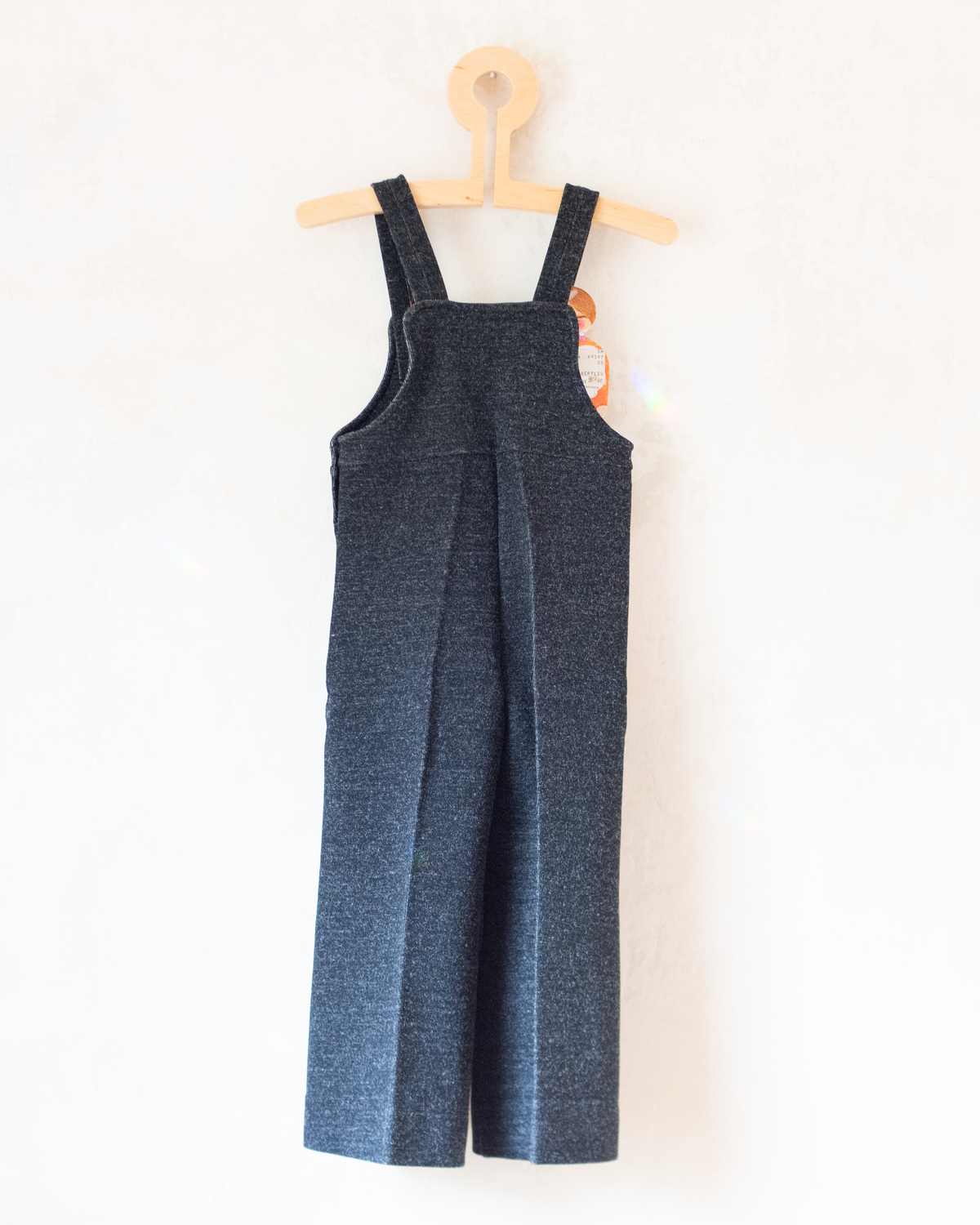 Black overalls with colorful pockets and child embroidery | French deadstock from the seventies | 18-24 months