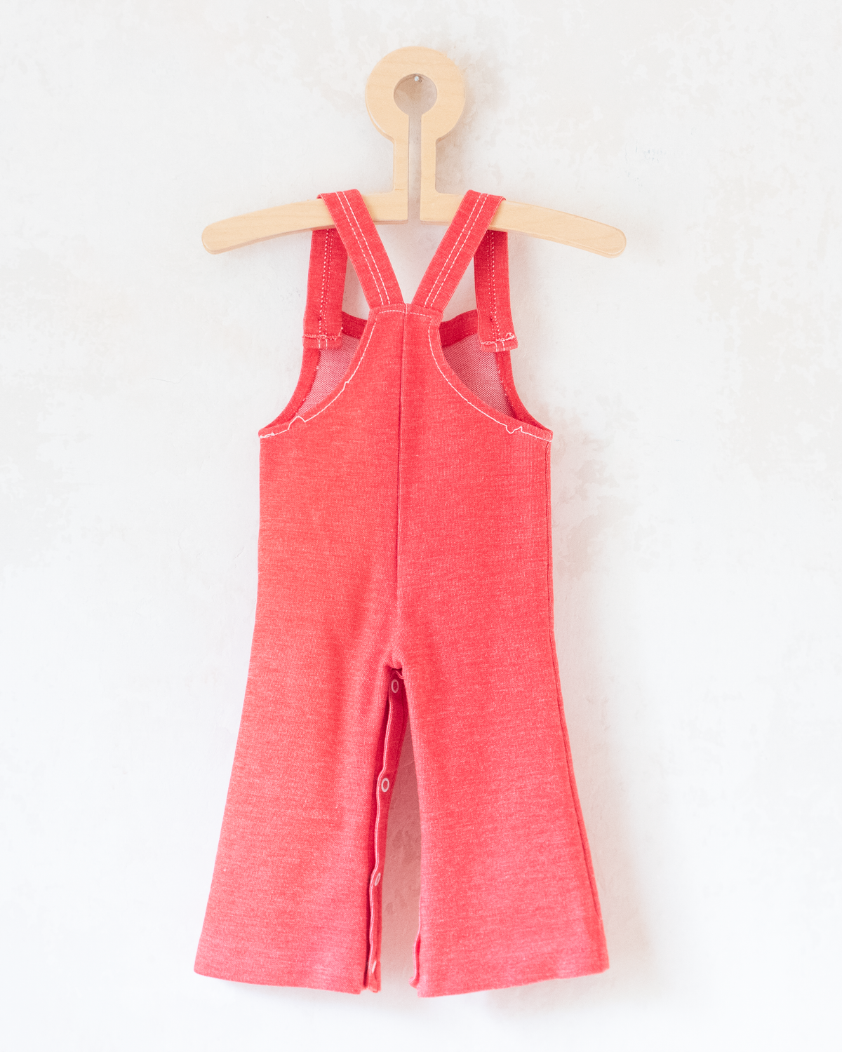 Red 70s jumpsuit with white elephant | 6-9 months