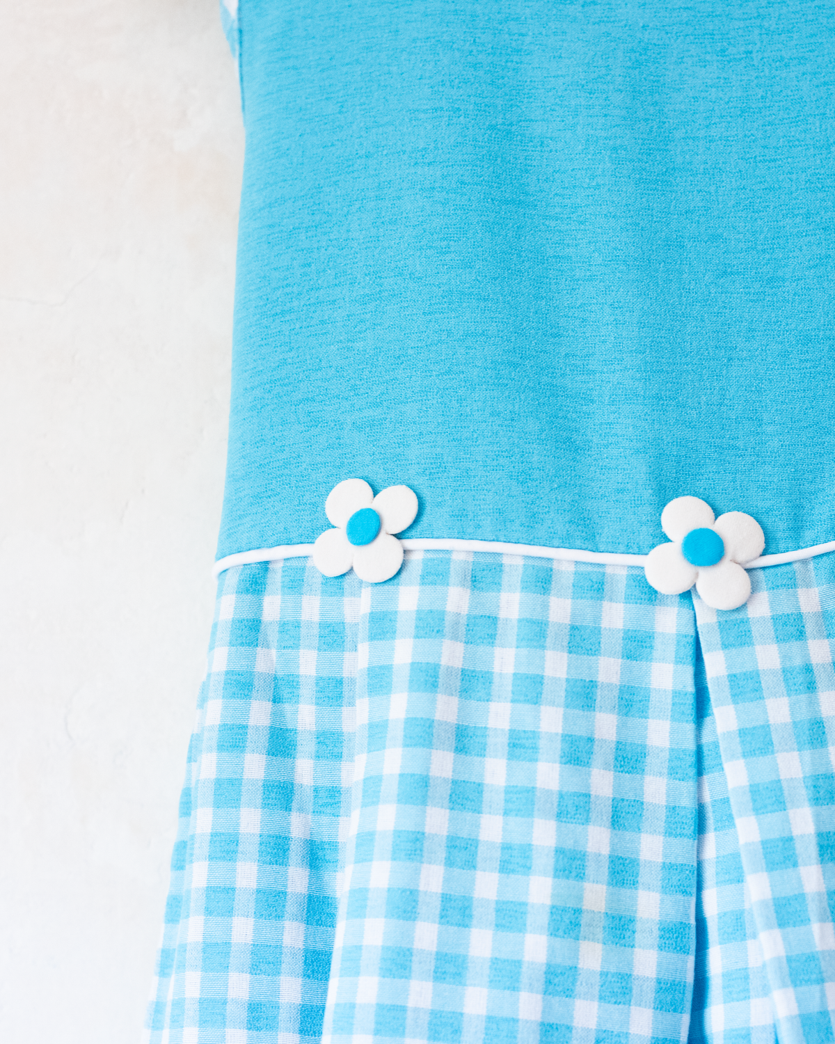Light blue Spanish dress with checks and flowers | 4-5 years