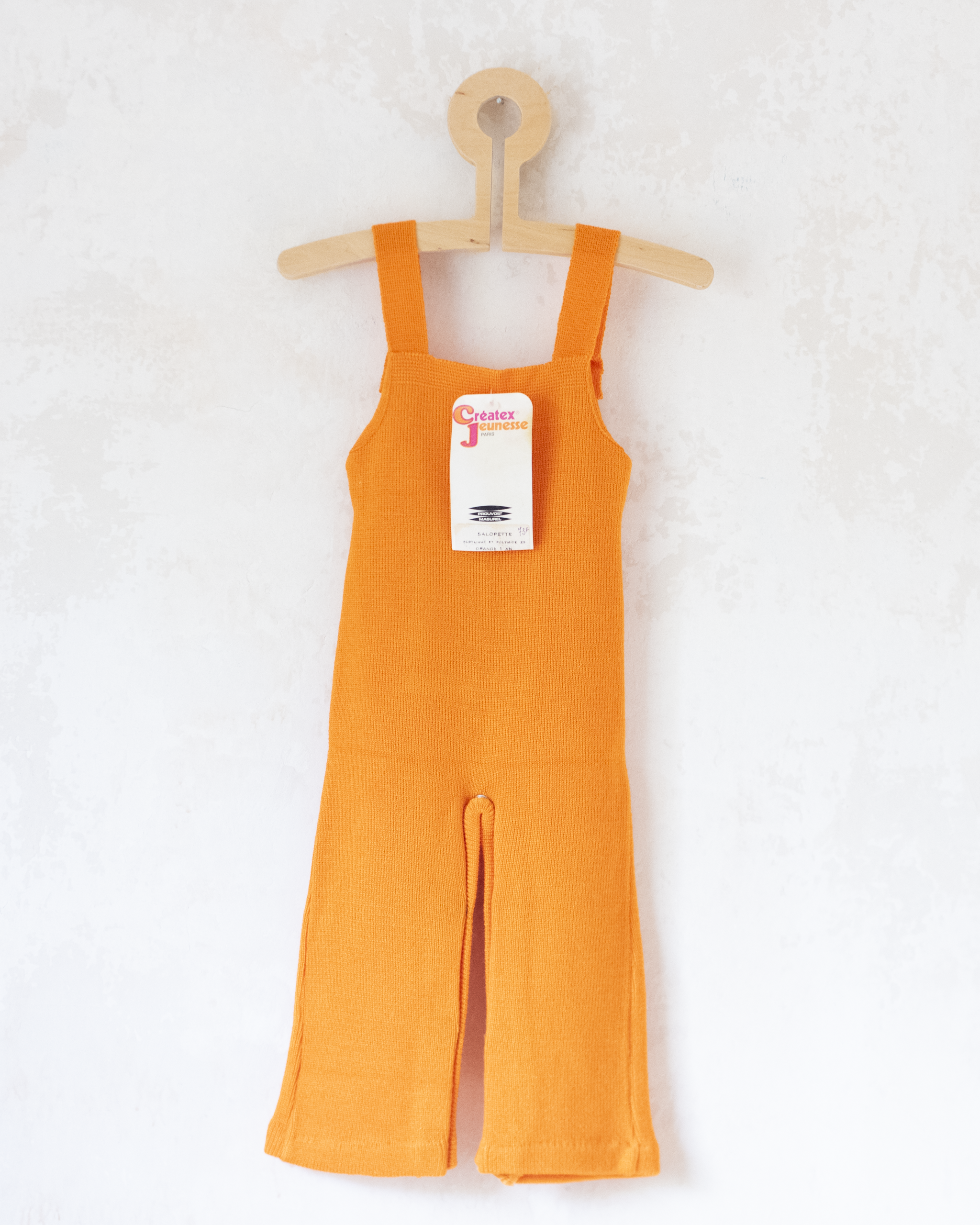 אוברול צמר כתום עם כיס | דד סטוק צרפתי | 9-12 חודשים