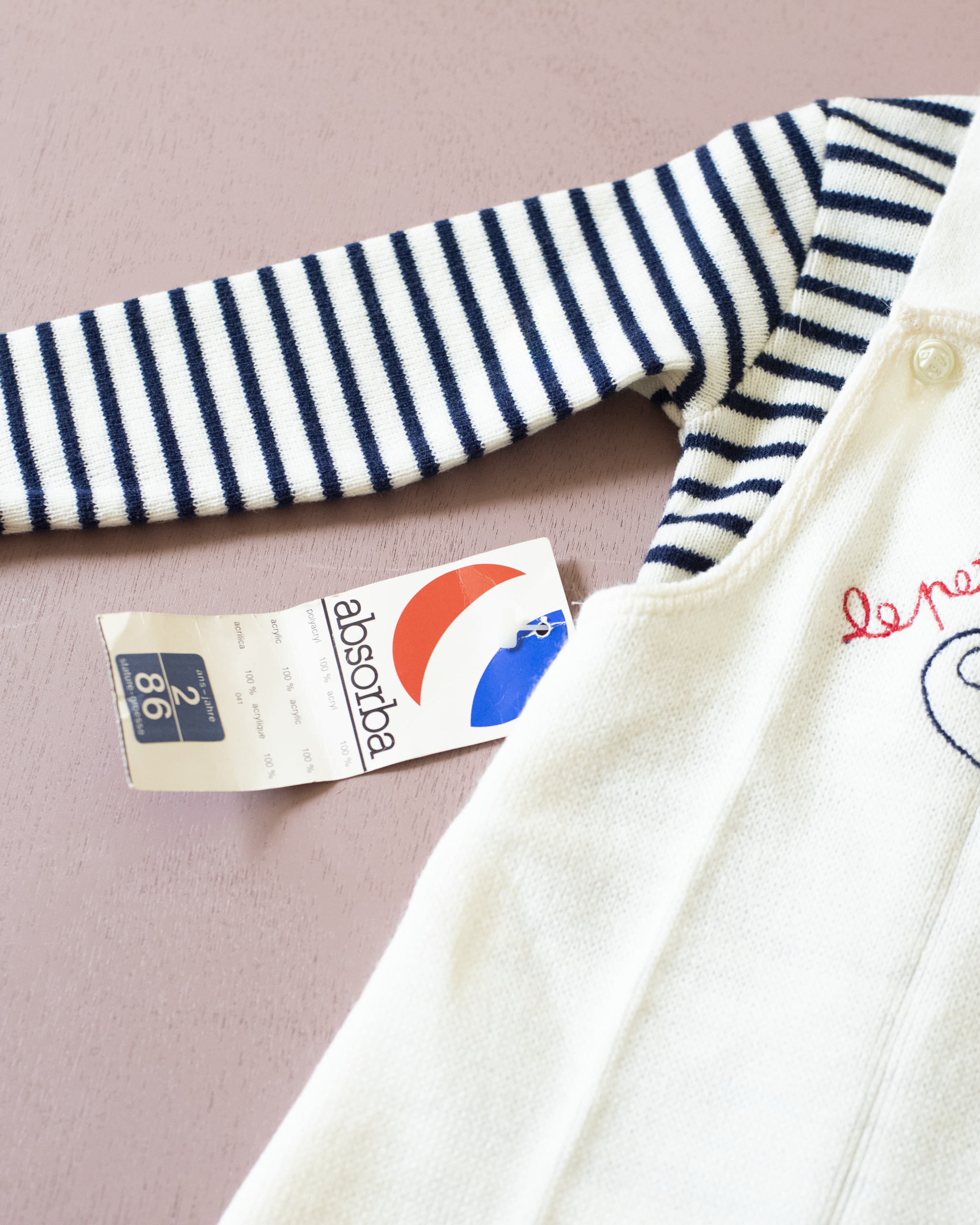 סט אוברול וסוודר עם דולפין | דד סטוק צרפתי מהסבנטיז | 18-24 חודשים