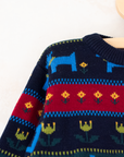 סוודר צבעוני עם פרחים וכלבים | 5-6 שנים