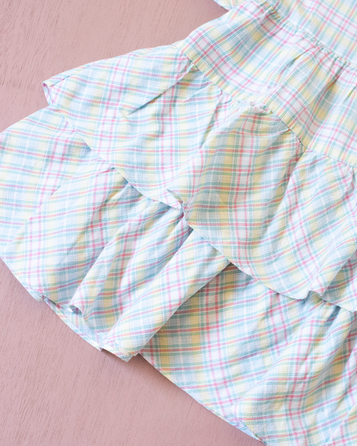 Pastel plaid dress with muslin | 2-3 years